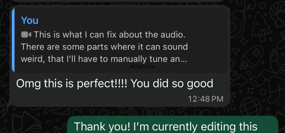 Client message: this is perfect, you did so good